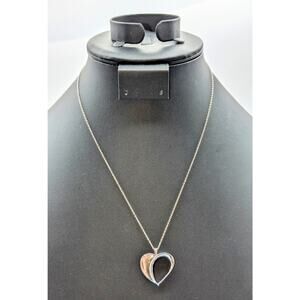 PAJ 925 Sterling Silver Large Open Heart Pendant 18" Necklace